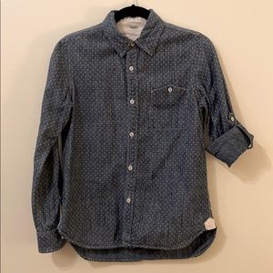 Anthro denim button shirt- polka dot